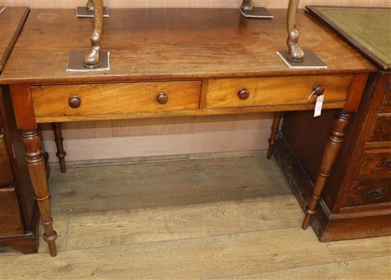 A Regency mahogany side table fitted two short drawers W.112cm